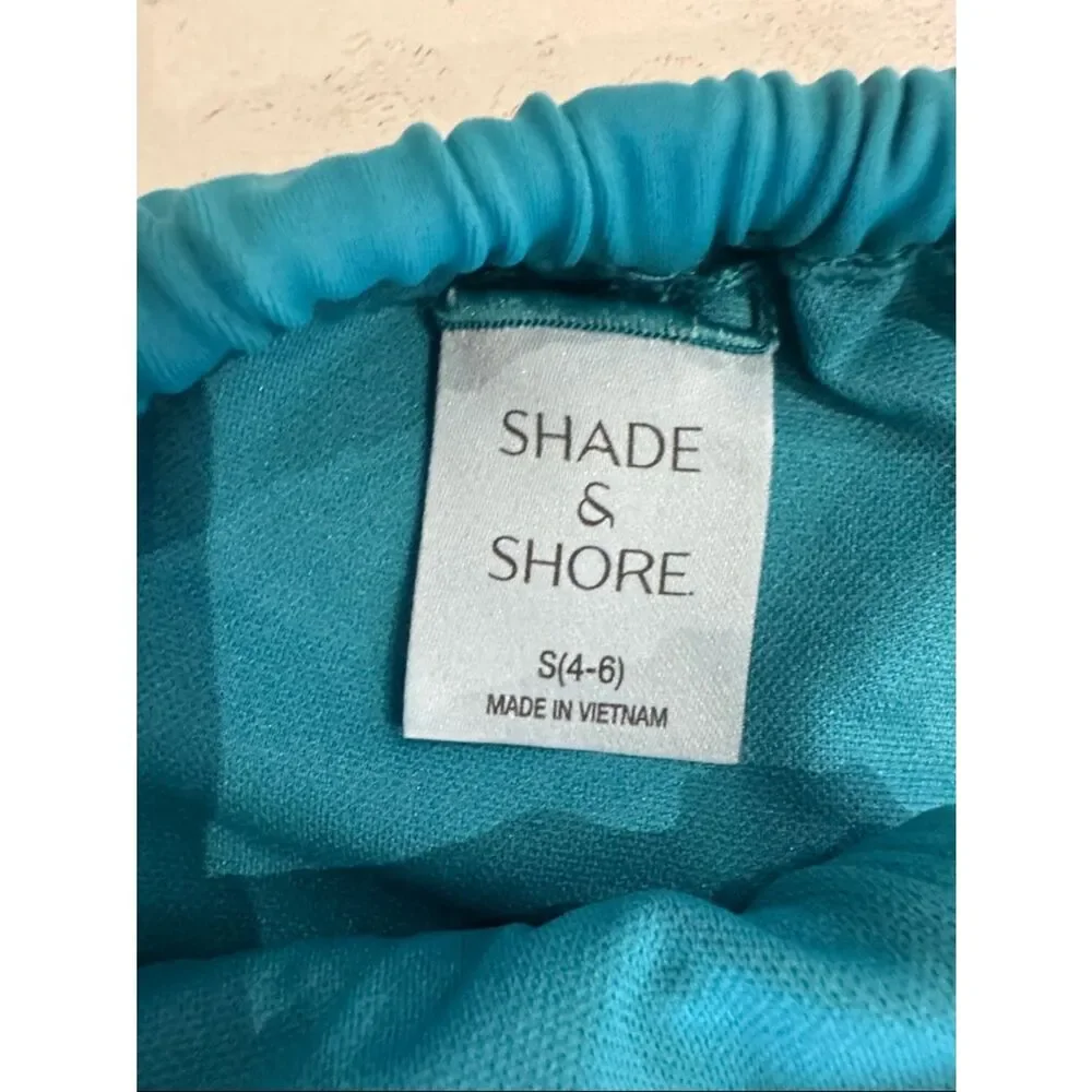 Shade & Shore Turquoise high leg extra cheeky adjustable bikini bottom Small NWT